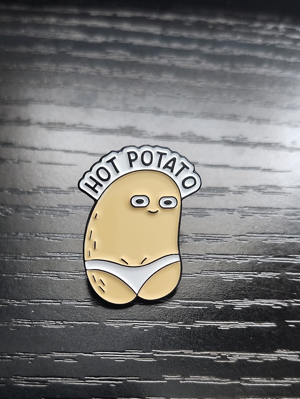 Hot Potato Enamel Pin - Beige & White